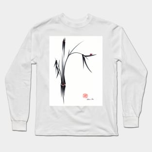 "Gentle Soul" Chinese japanese ink brush pen painting Long Sleeve T-Shirt